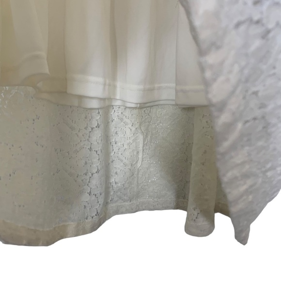 H&m Ivory Cream Lace A-Line Skirt Elastic Stretch Modest Chic Midi Skirt Size 4 - Picture 8 of 13